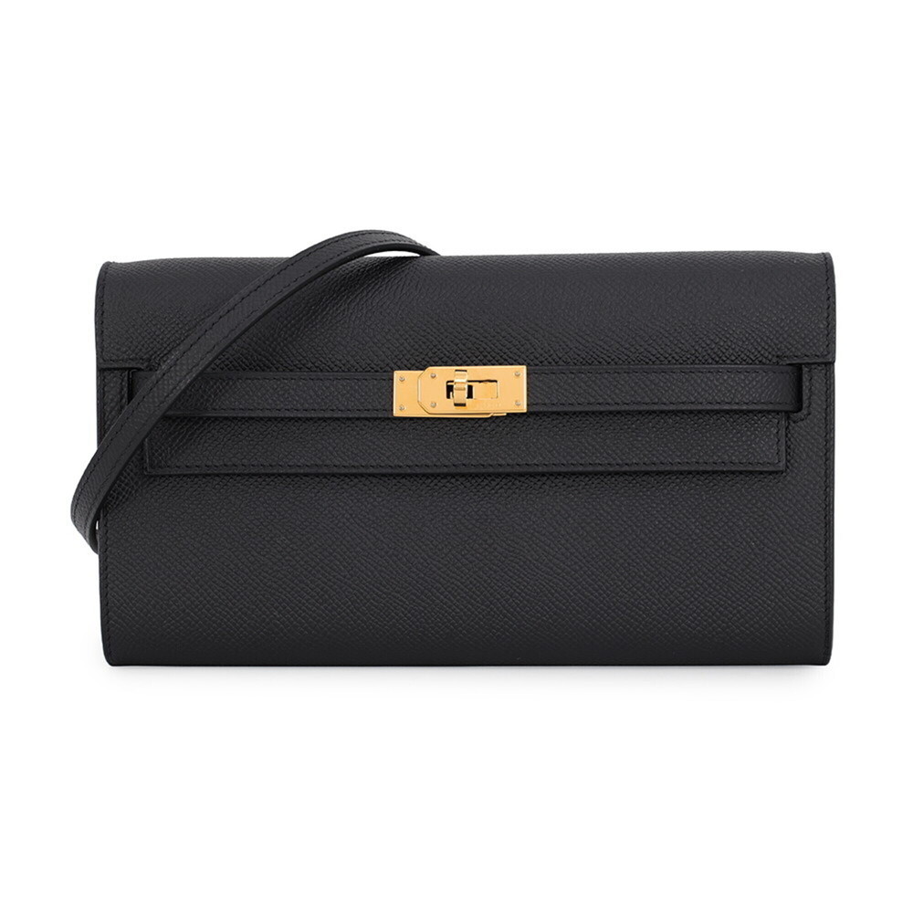 Hermes Kelly Wallet Long To Go Black Epsom Leather K Stamp HERMES WALLET
